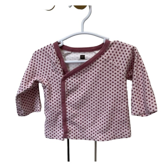 Tea Collection Baby Girl Long Sleeve Top Shirt 0-3 Mths Pink Floral Snap Buttons - Picture 1 of 4